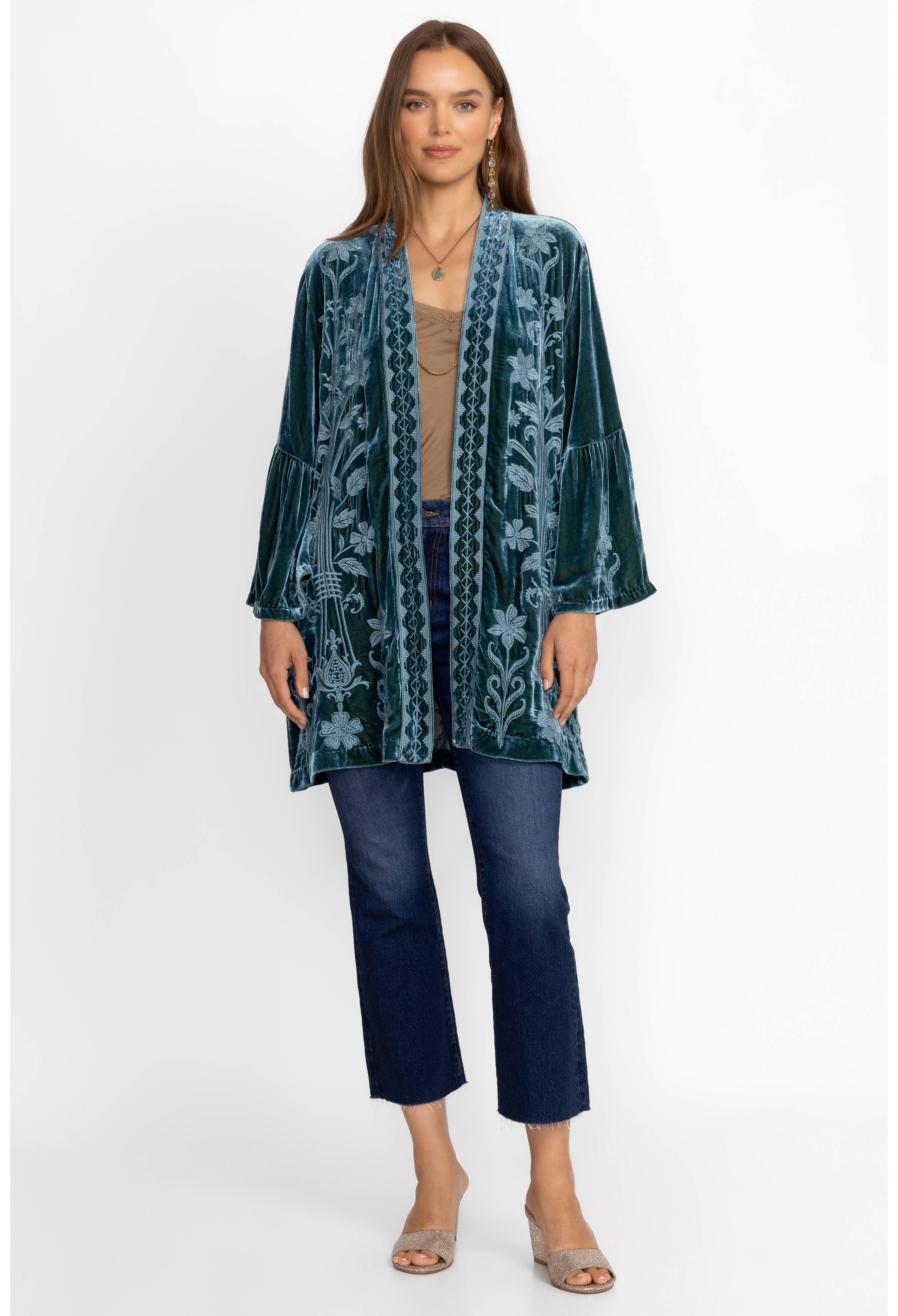 Johnny Was | Velvet Ruffle Sleeve Kimono | Talitha