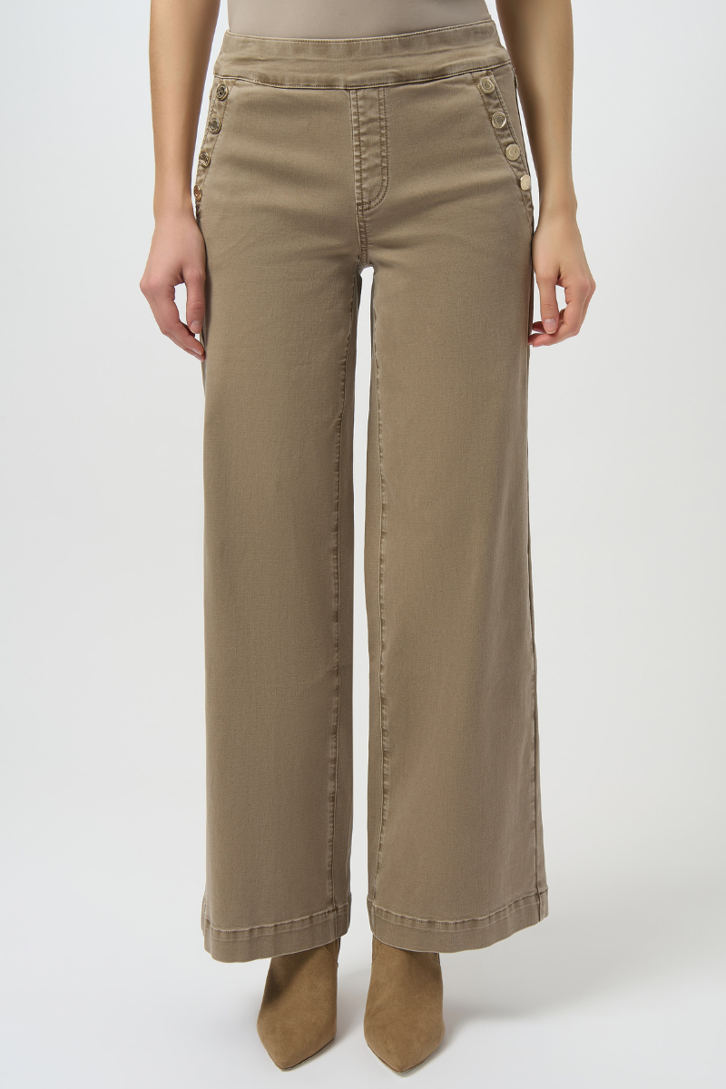 Joseph Ribkoff | Classic Wide Leg Pull on Jeans | Fawn
