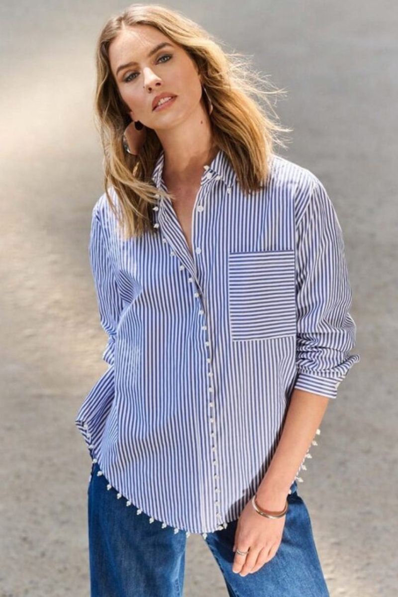 Joseph  Ribkoff | Shirt Stripe with Pearls