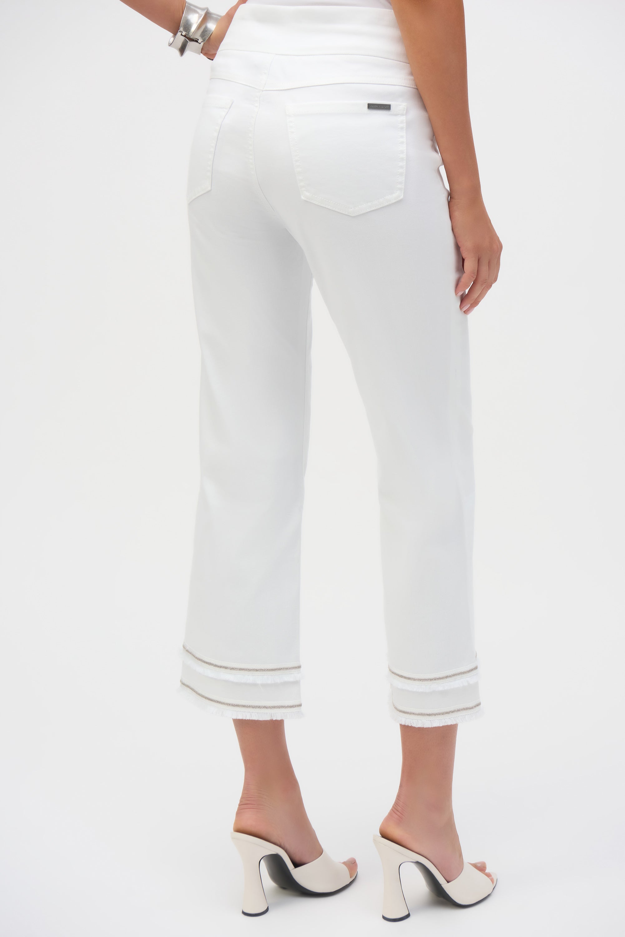 Joseph Ribkoff | Stretch Straight Crop Pull on Jeans with White Beading