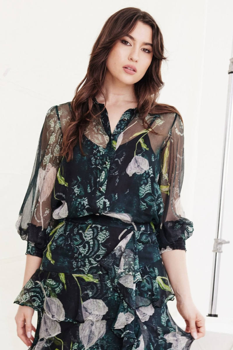Kamare | Twilight Silk Shirt | Blooms