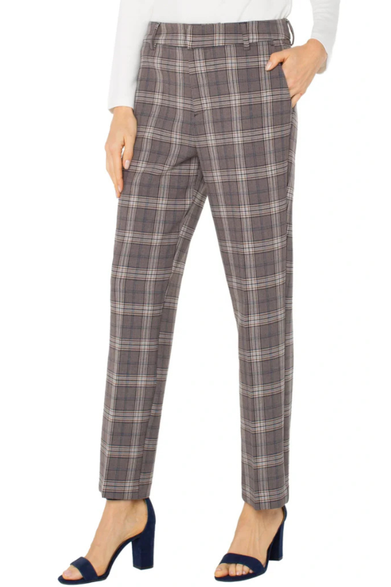 Liverpool Jeans | High Rise Kelsey Trousers | Brown/Navy Check