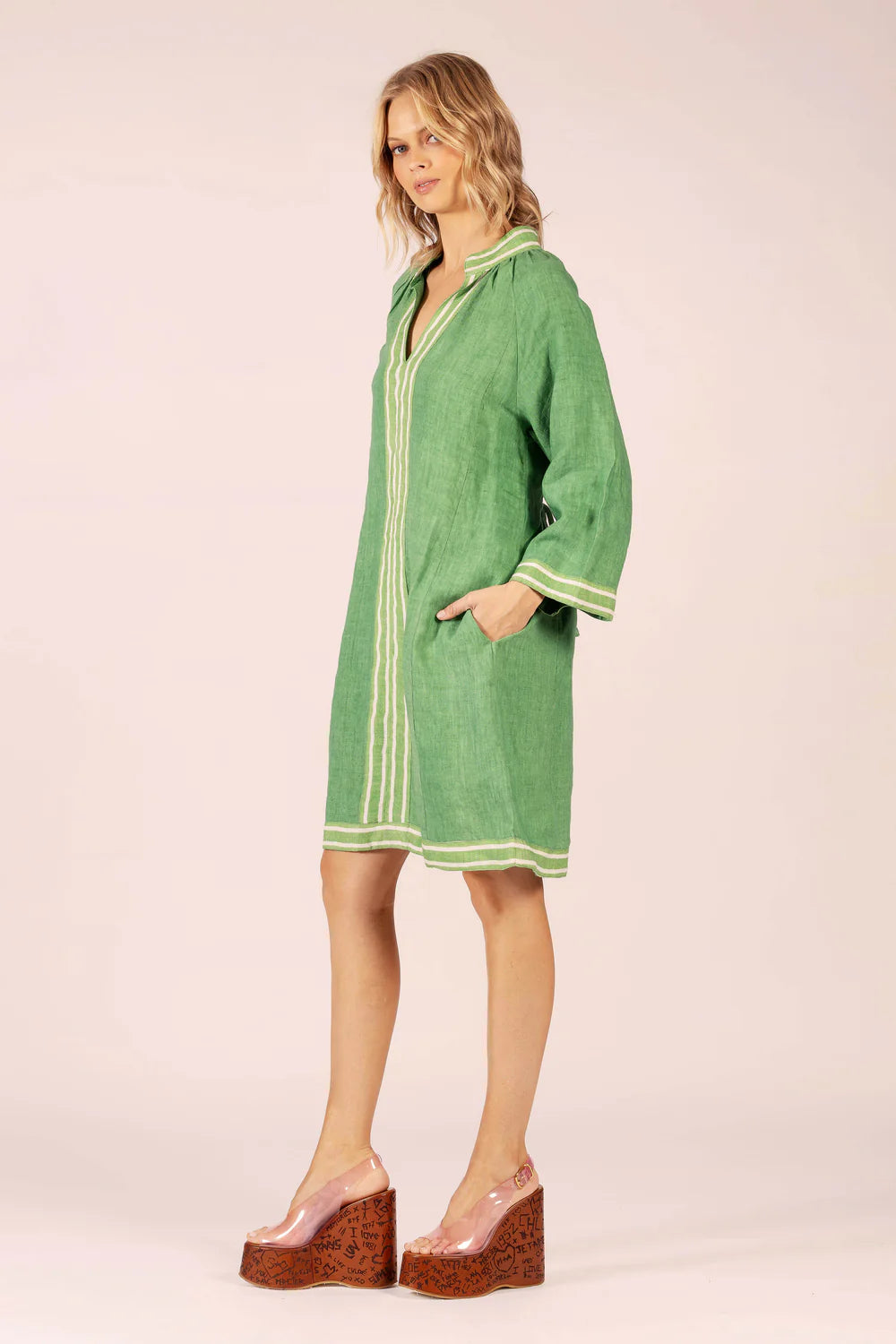 Lola | Alegra Linen Dress | Emerald