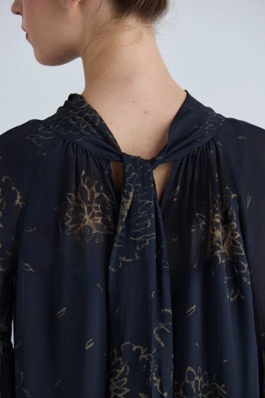 Lania | Crown Print Blouse | Navy