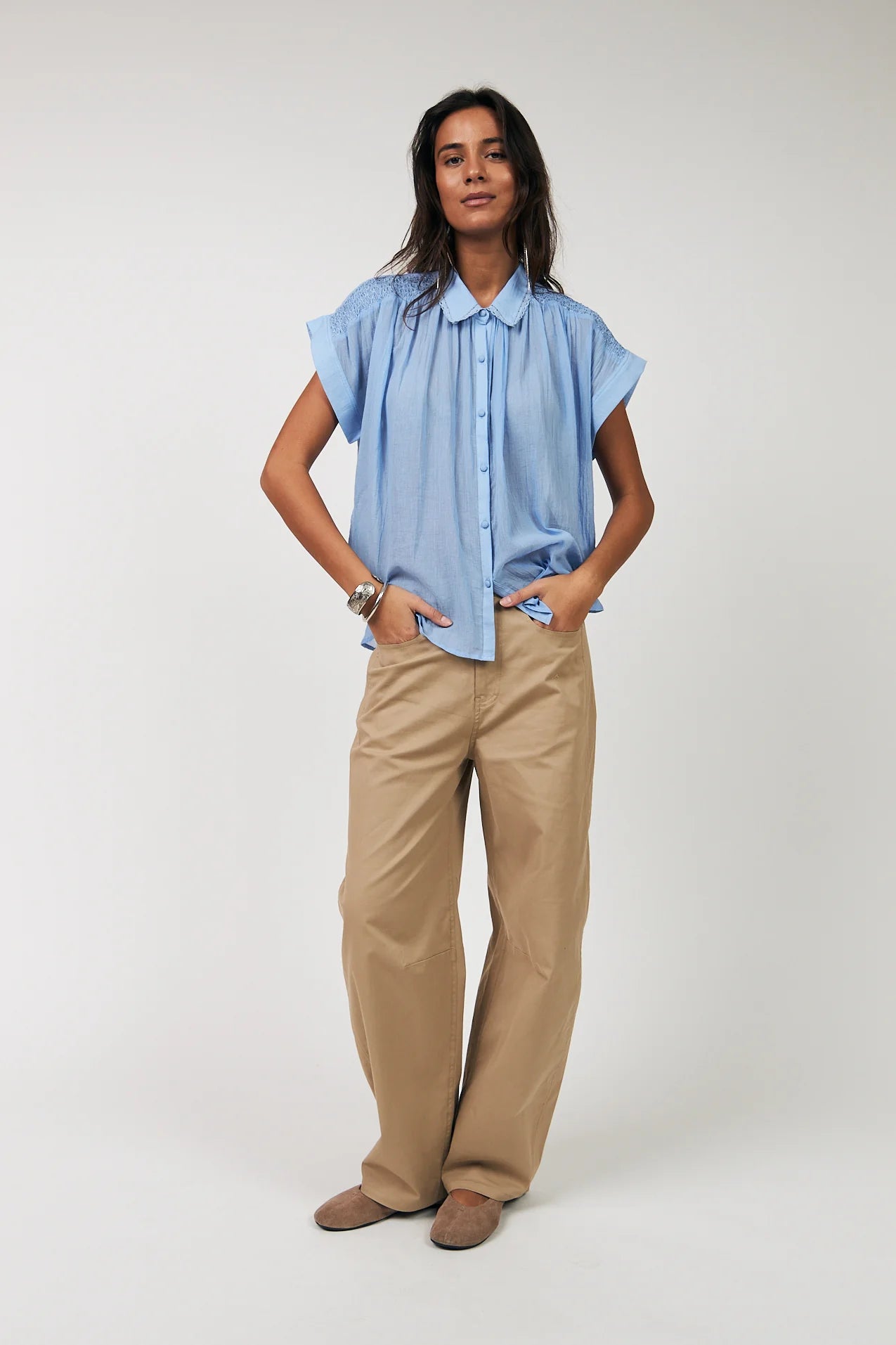 Lolly's Laundry | Badal Shirt with Smock | Blue