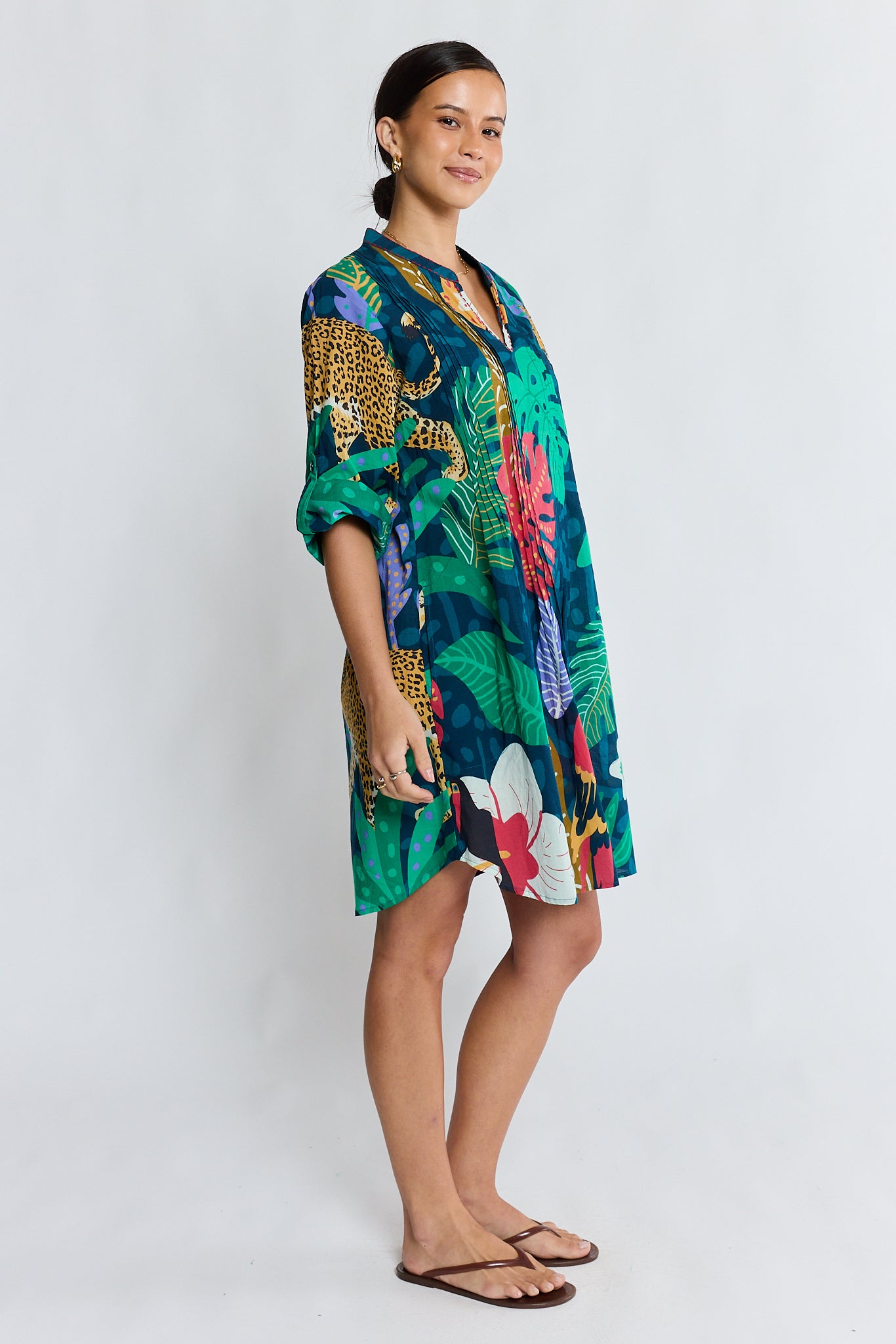 Lulalife | Jungle Fever Tuck Dress | Navy
