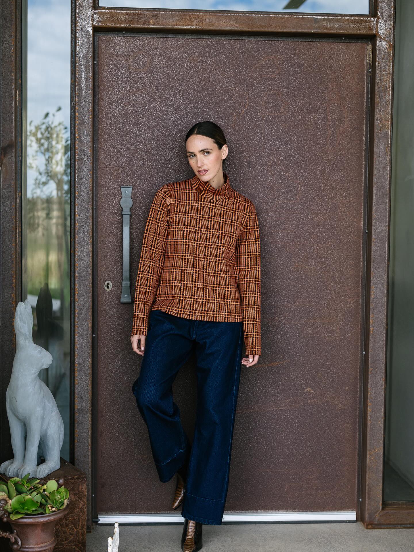 Maud Dainty | Johnny Check Top | Orange/Red