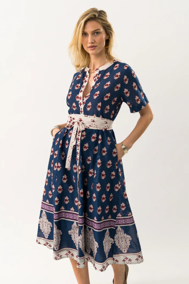 Lolly's Laundry | Mata Midi Dress | Dark Blue