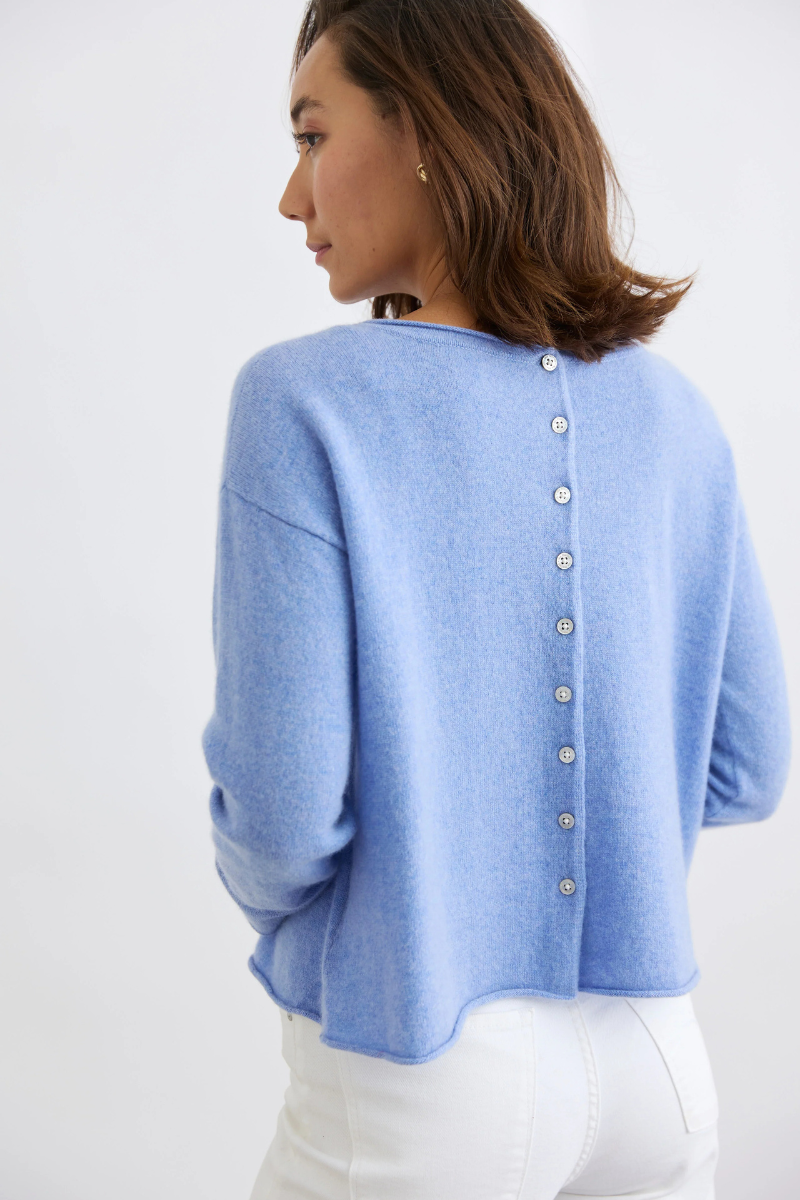 Mia Fratino | Reversible Button Cardi | Cornflower