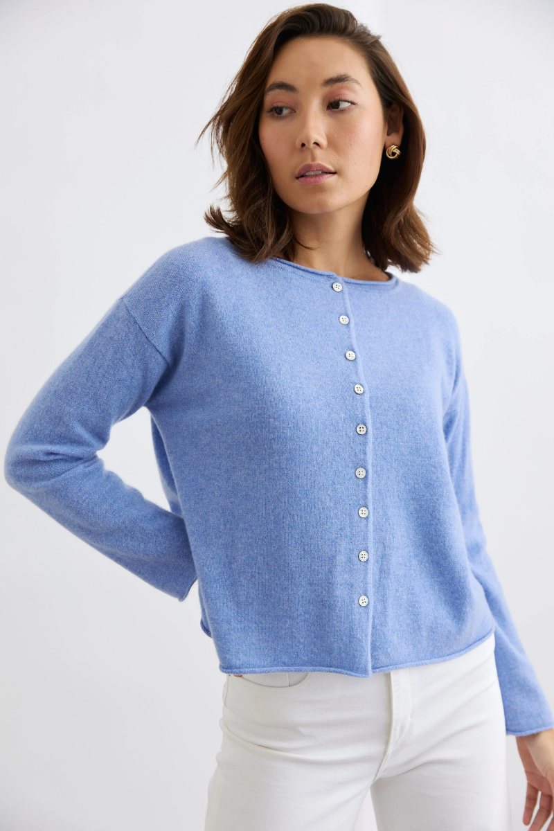 Mia Fratino | Reversible Button Cardi | Cornflower