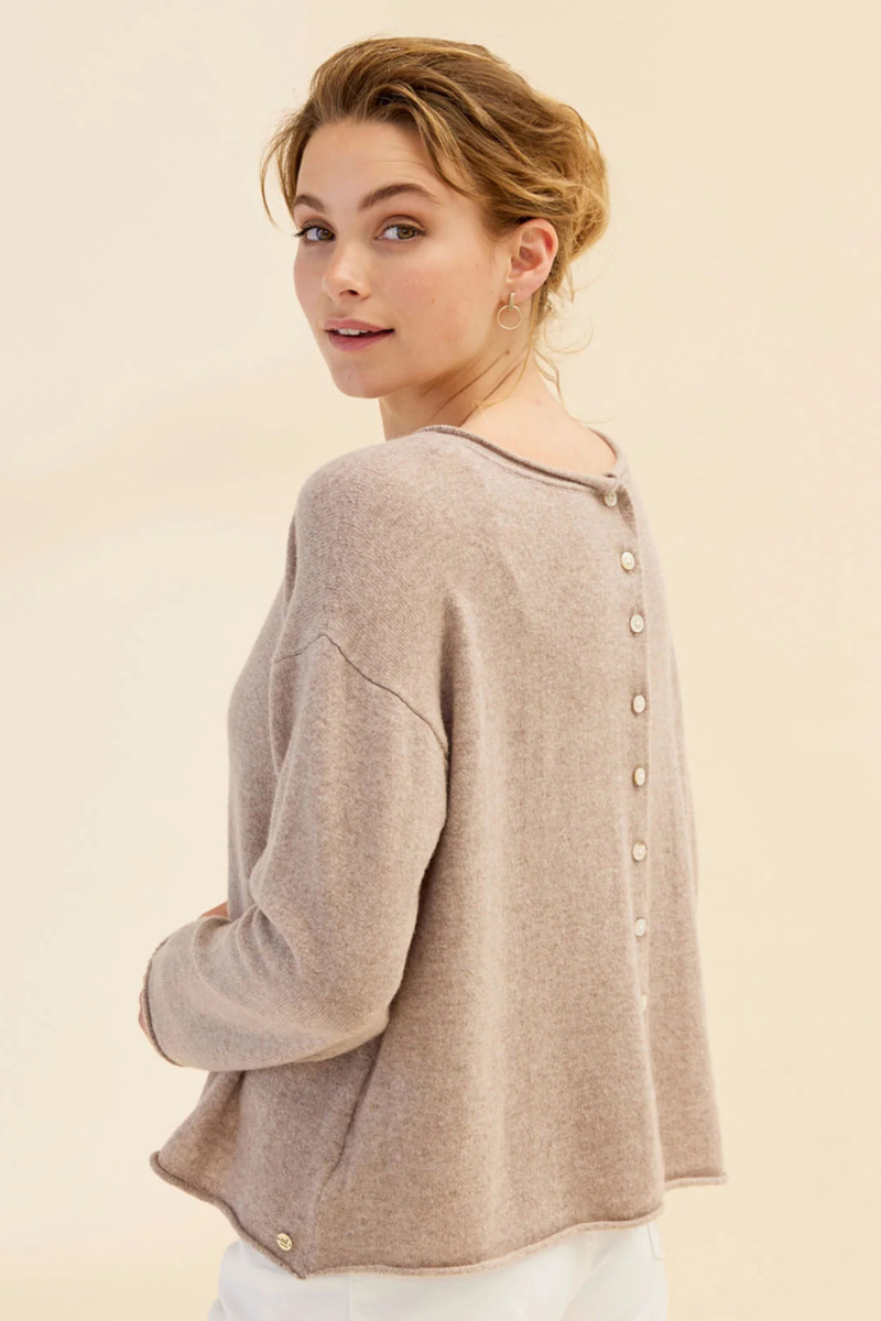 Mia Fratino | Reversible Button Cardigan | Toast