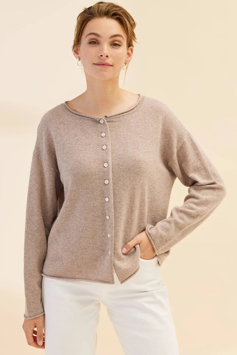 Mia Fratino | Reversible Button Cardigan | Toast
