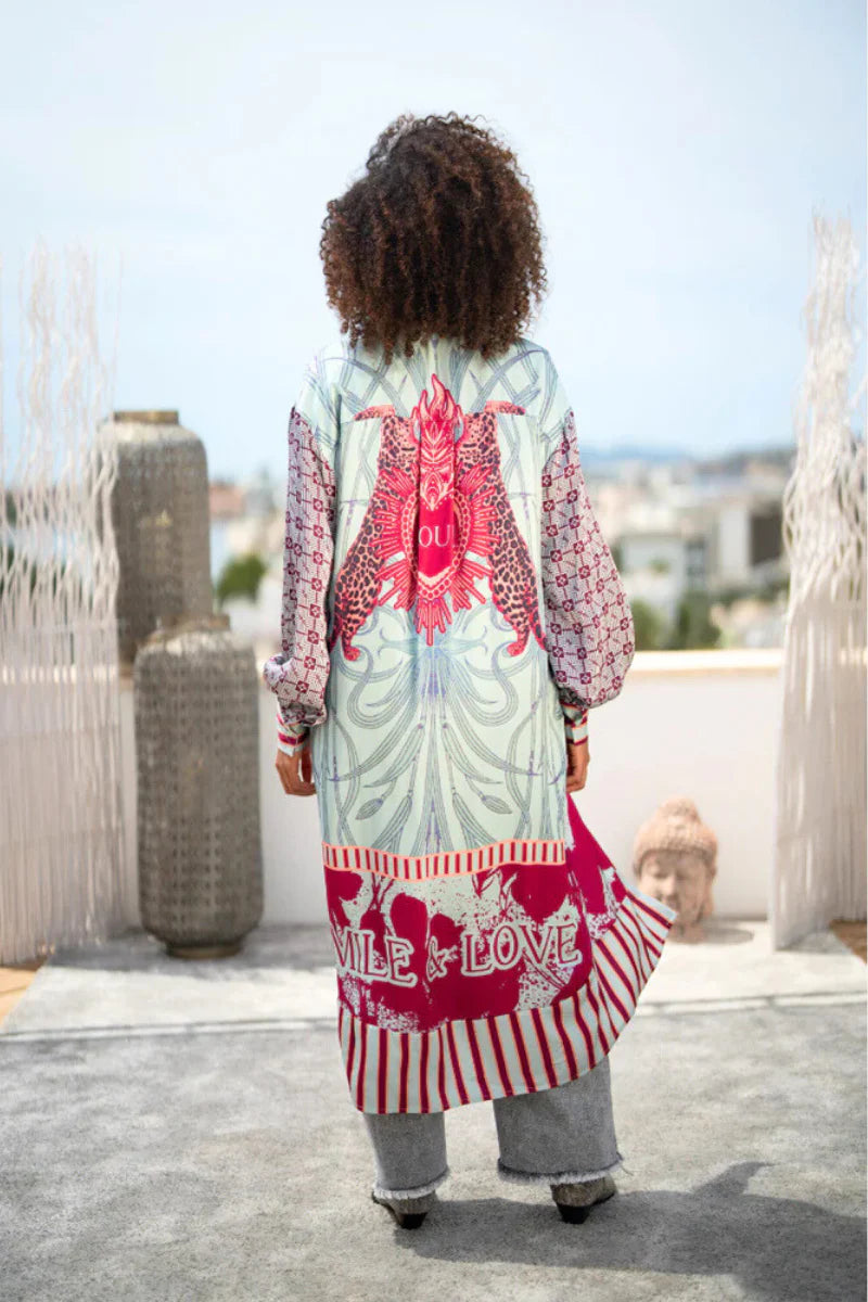 Miss Goodlife | Heart Stitching Midi Dress | Light Blue/Berry