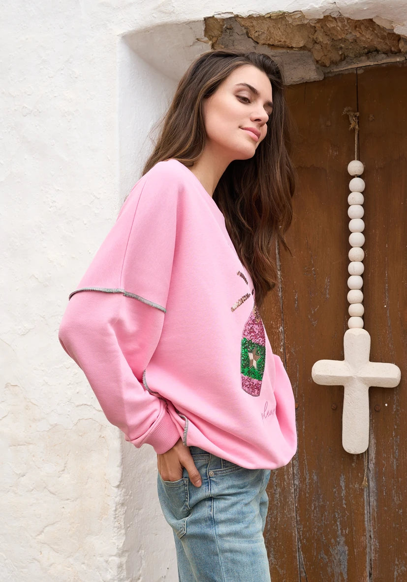 Miss Goodlife | Roundneck Champagne Sequin Sweater | Rose
