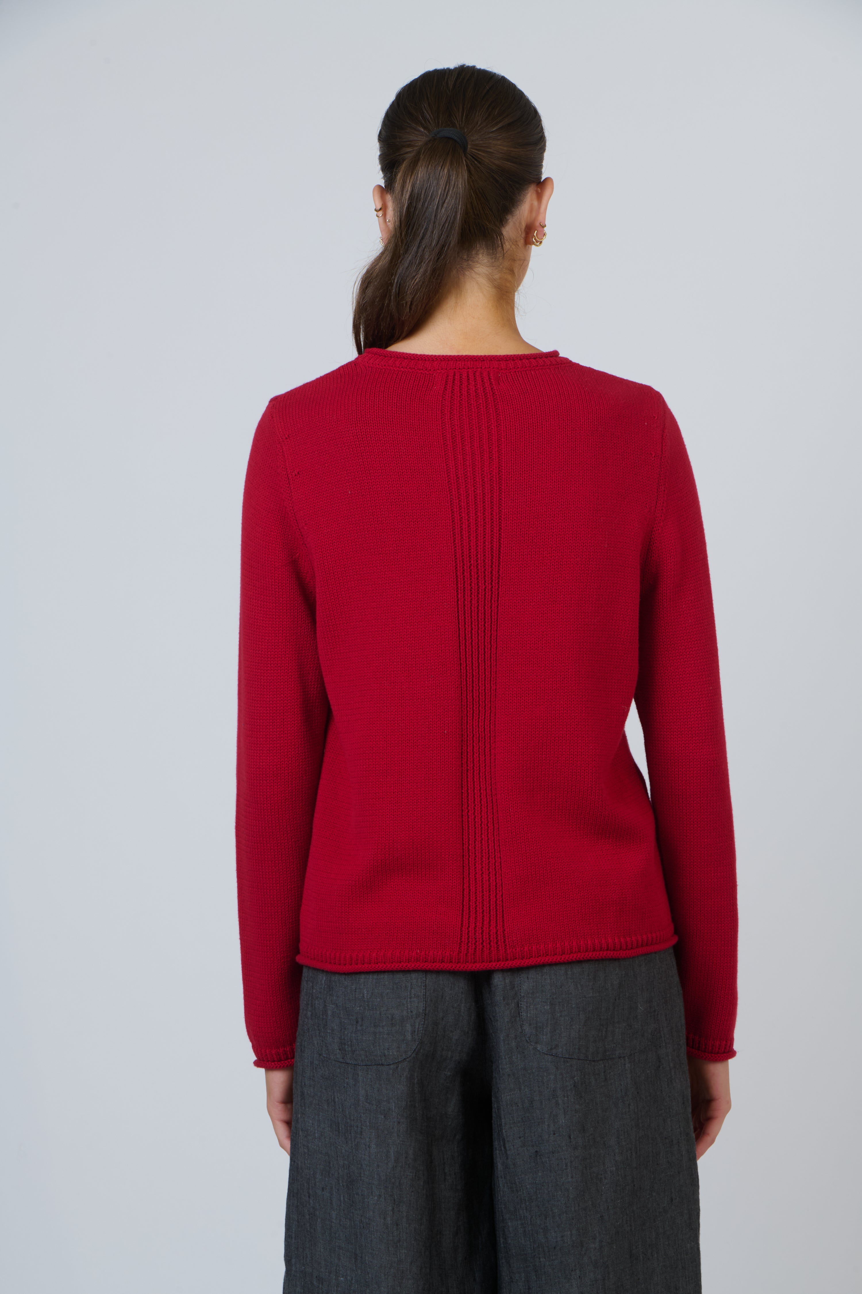 Naturals | Round Neck Cotton Jumper | Cranberry