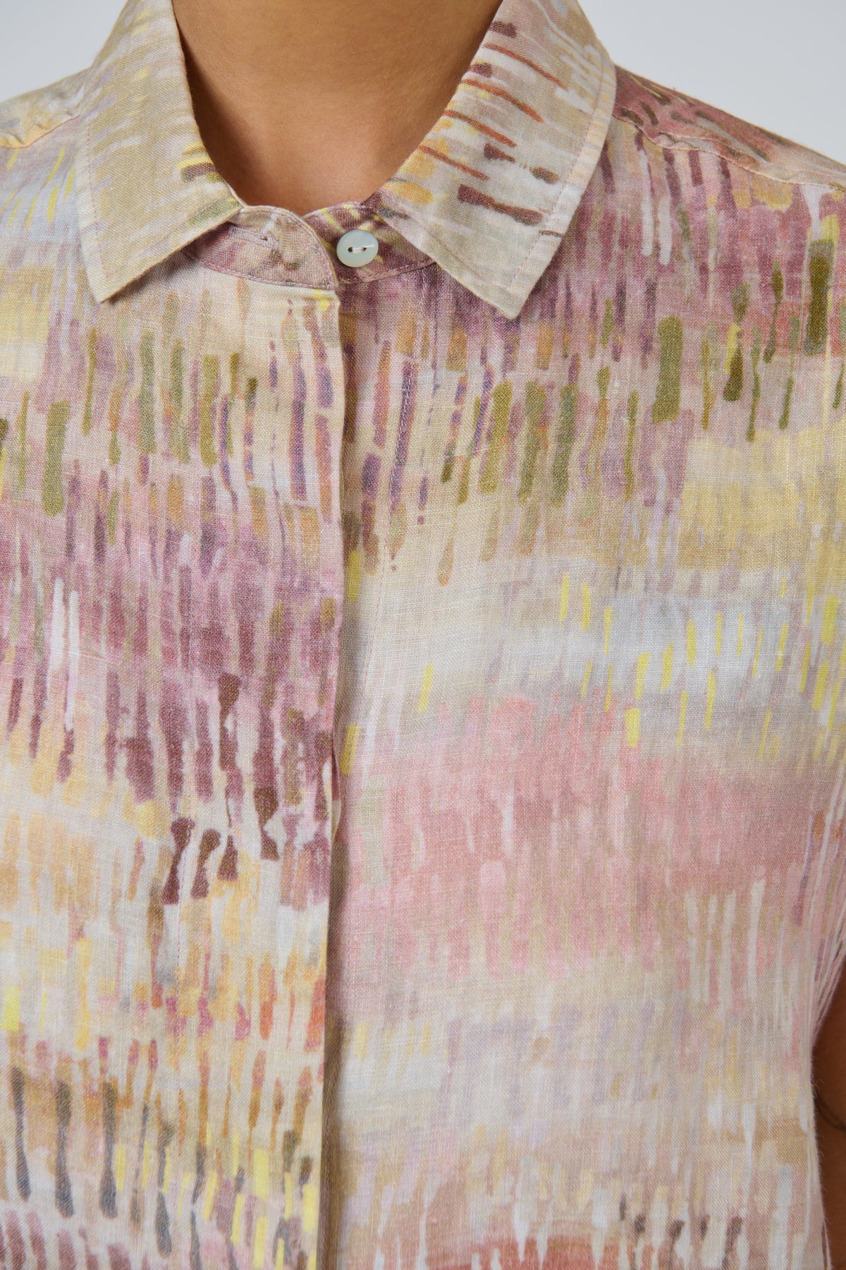 Naturals | Linen Button Through Collar Top | Jardin