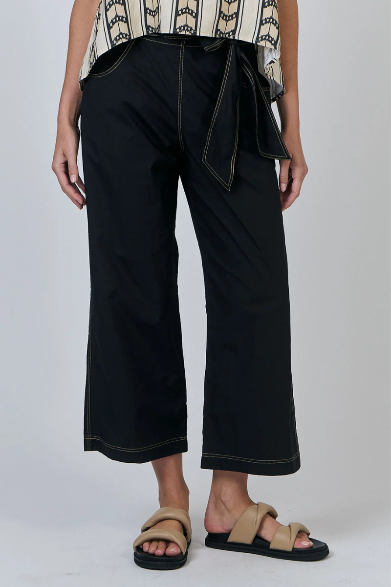 Naturals | Pants with Belt | Black with Natural Stitching