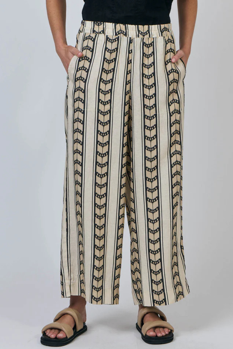 Naturals | Elastic Waist Pants with Side Pocket | Chevron
