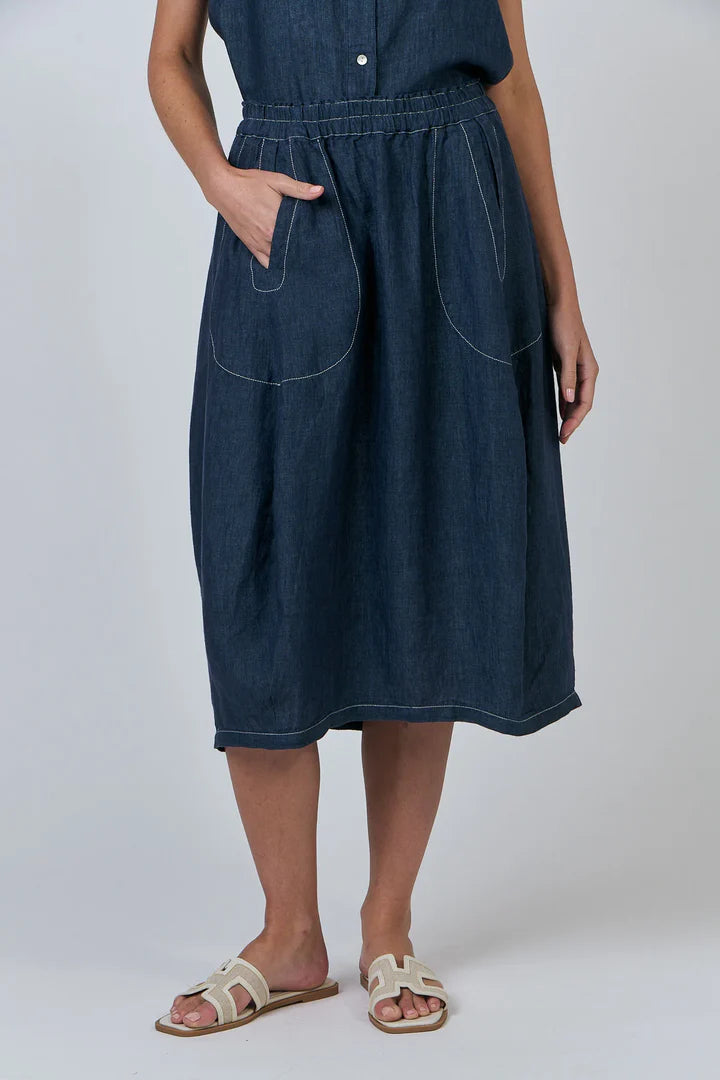 Naturals | Skirt with Front Pockets | Poseidon