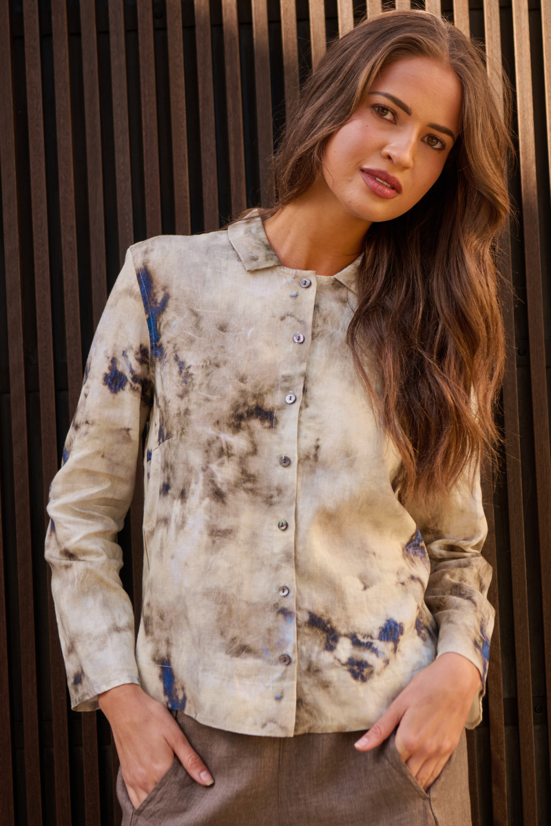 Naturals | Collared Button Through Shirt | Emperador