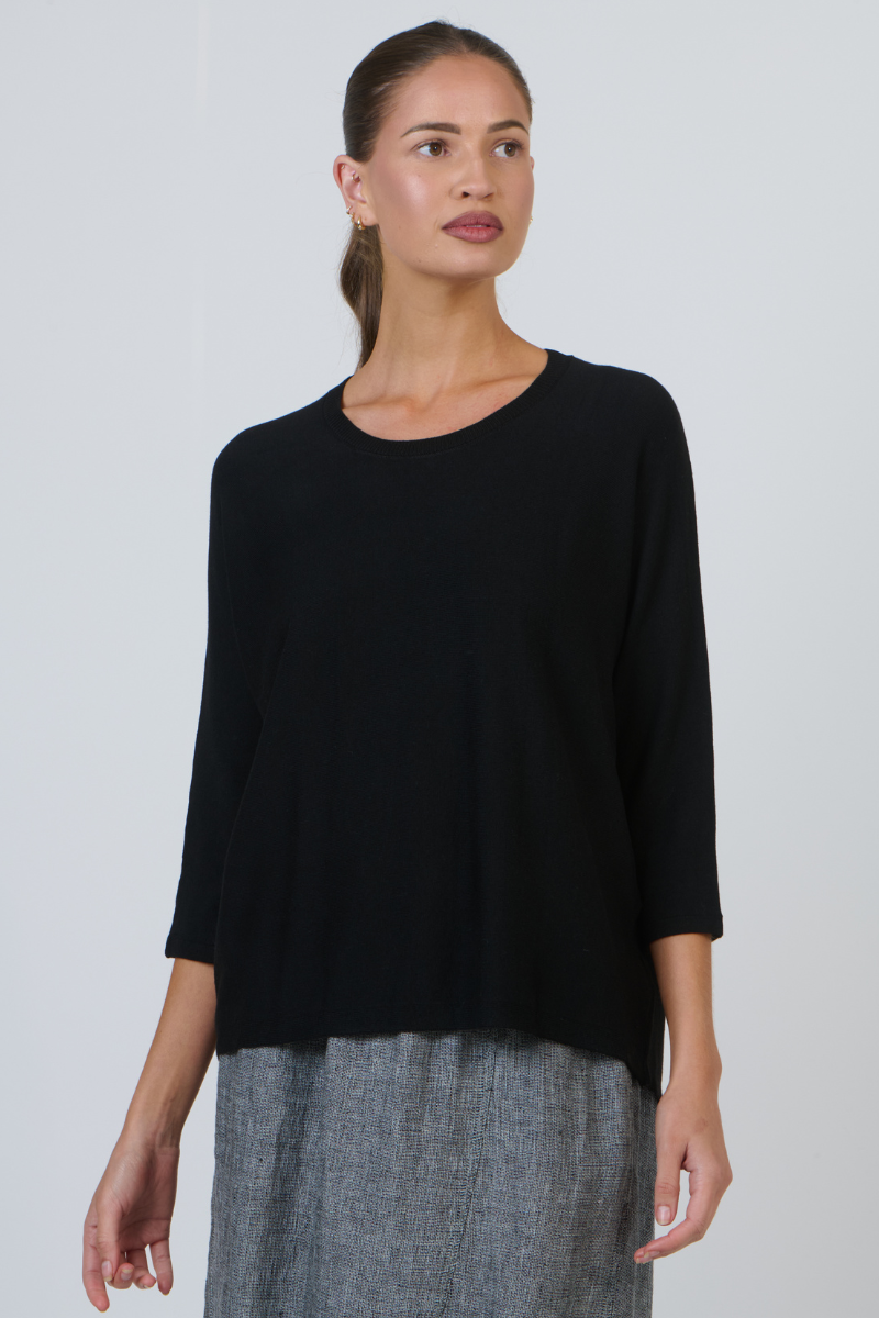 Olive et Julie | Round Neck 3/4 Sleeve Jumper | Black
