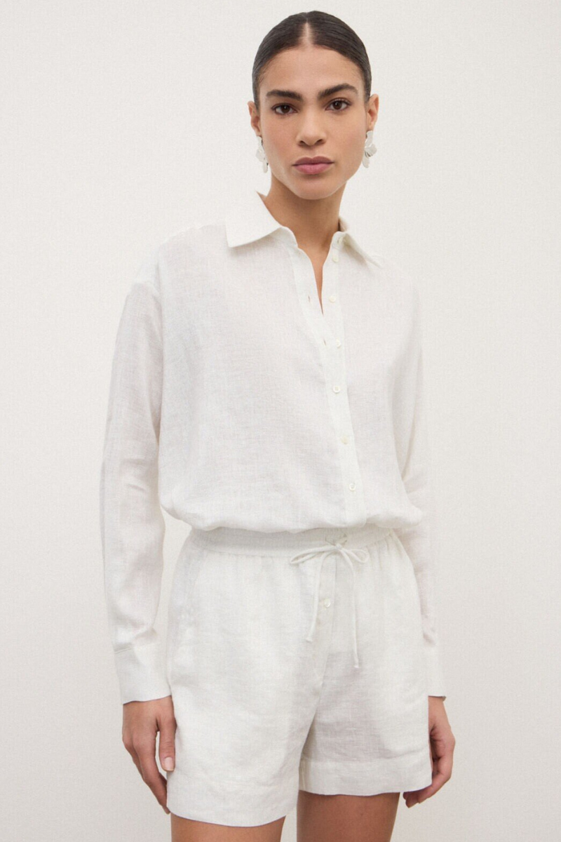 Ottod'Ame | Linen Shirt | White With Silver Lurex Thread