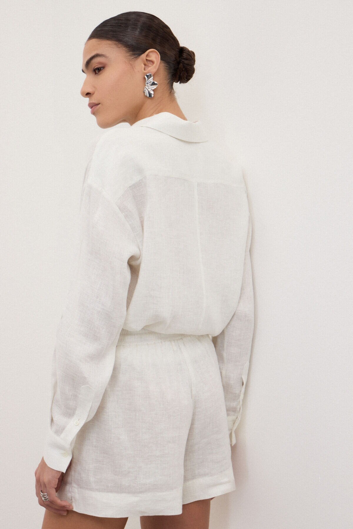 Ottod'Ame | Linen Shirt | White With Silver Lurex Thread