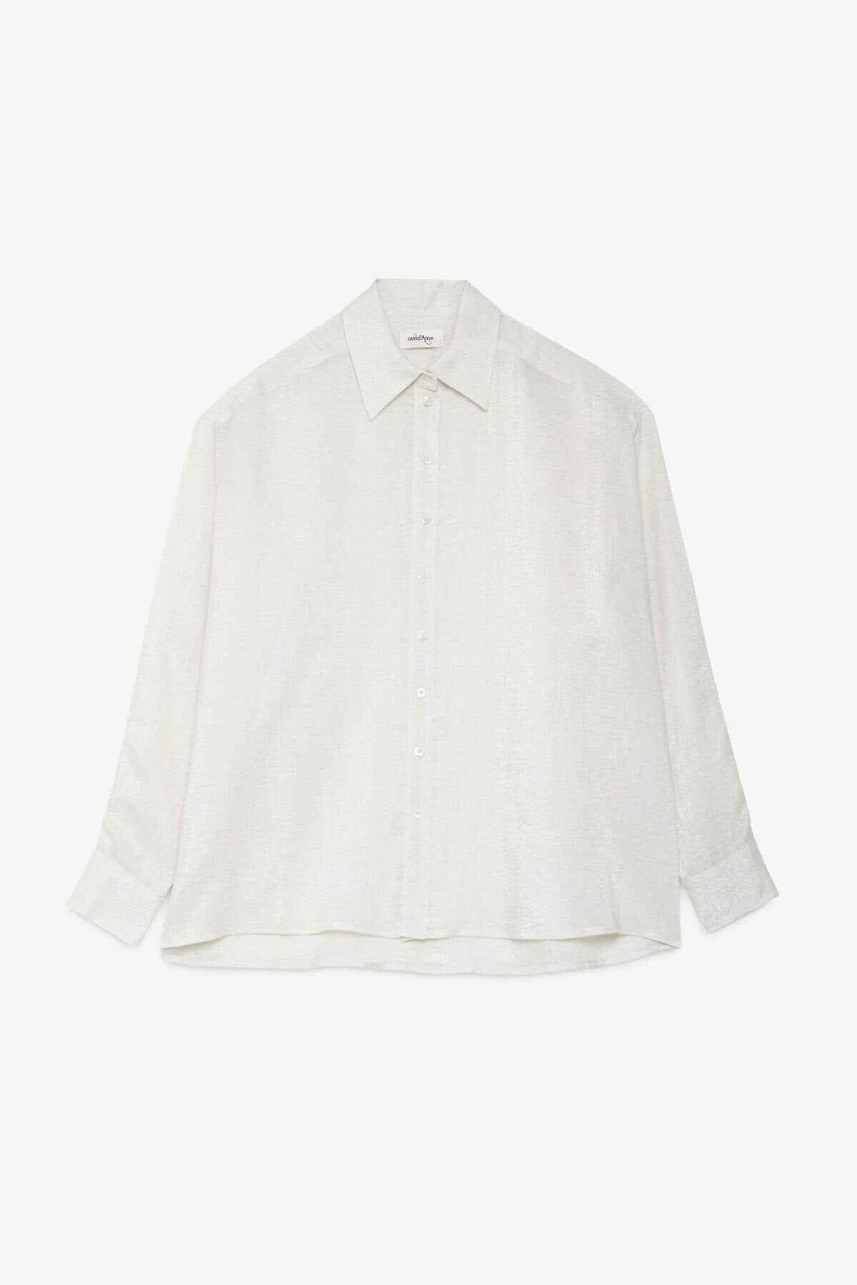 Ottod'Ame | Linen Shirt | White With Silver Lurex Thread