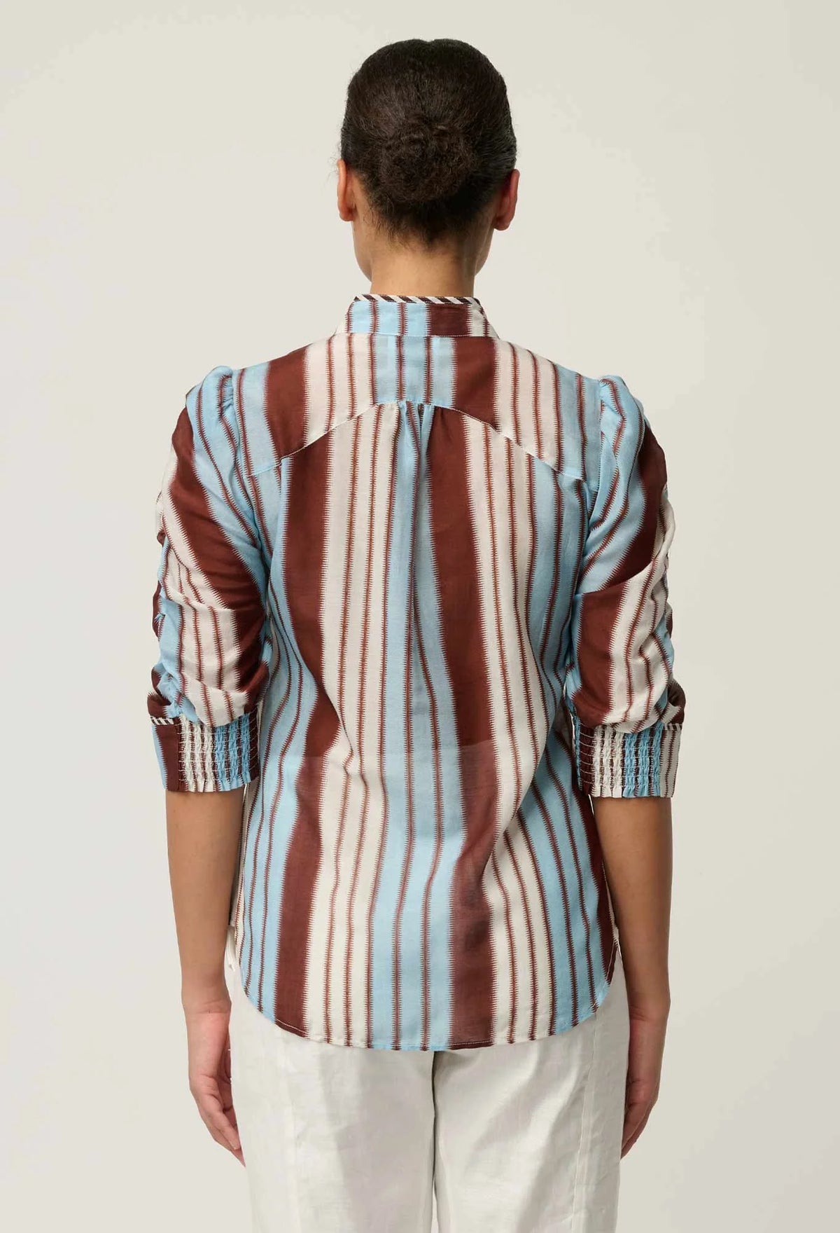 Once Was | Calantha Cotton Silk Blouse | Iridescent Stripe
