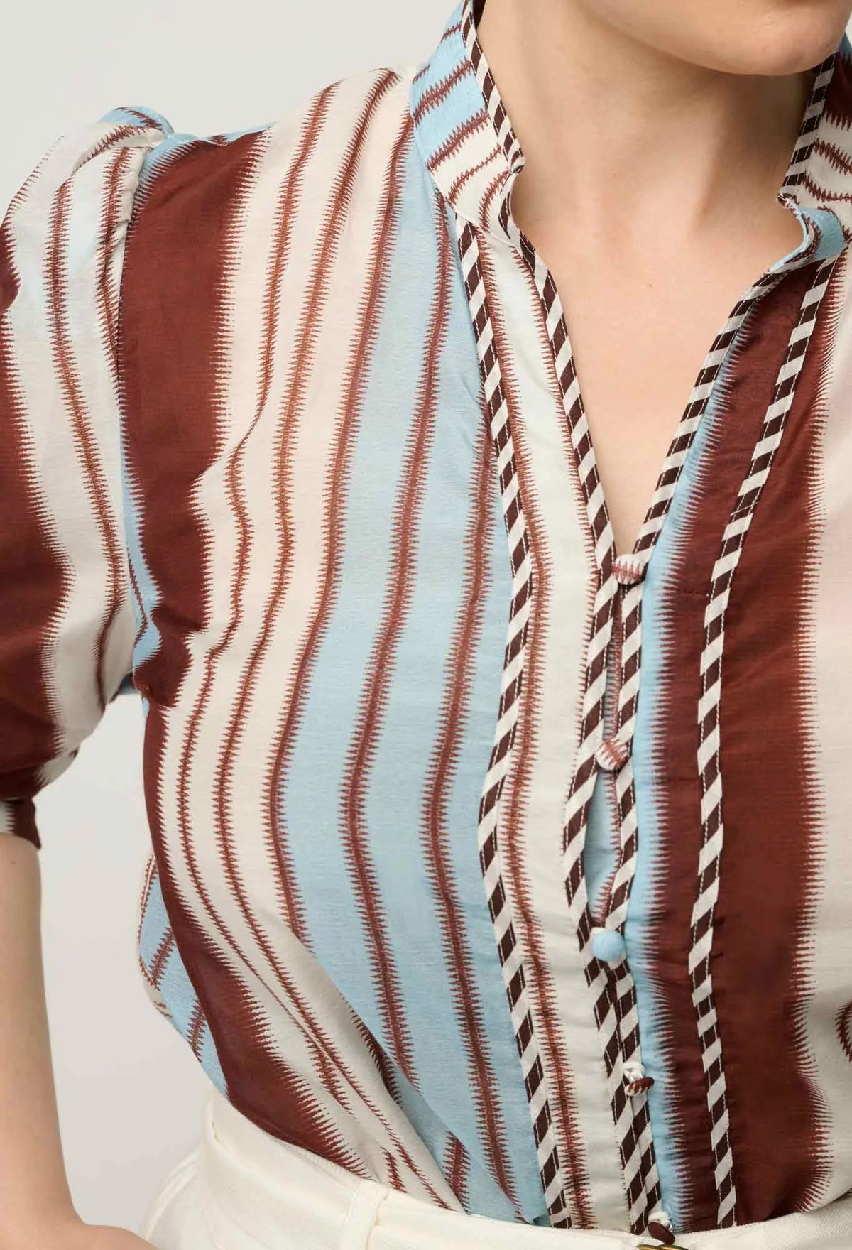 Once Was | Calantha Cotton Silk Blouse | Iridescent Stripe
