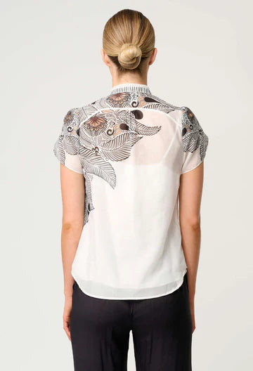 Once Was I Dalia Diamond Smock Yoke Shirt I Ivory Casablanca