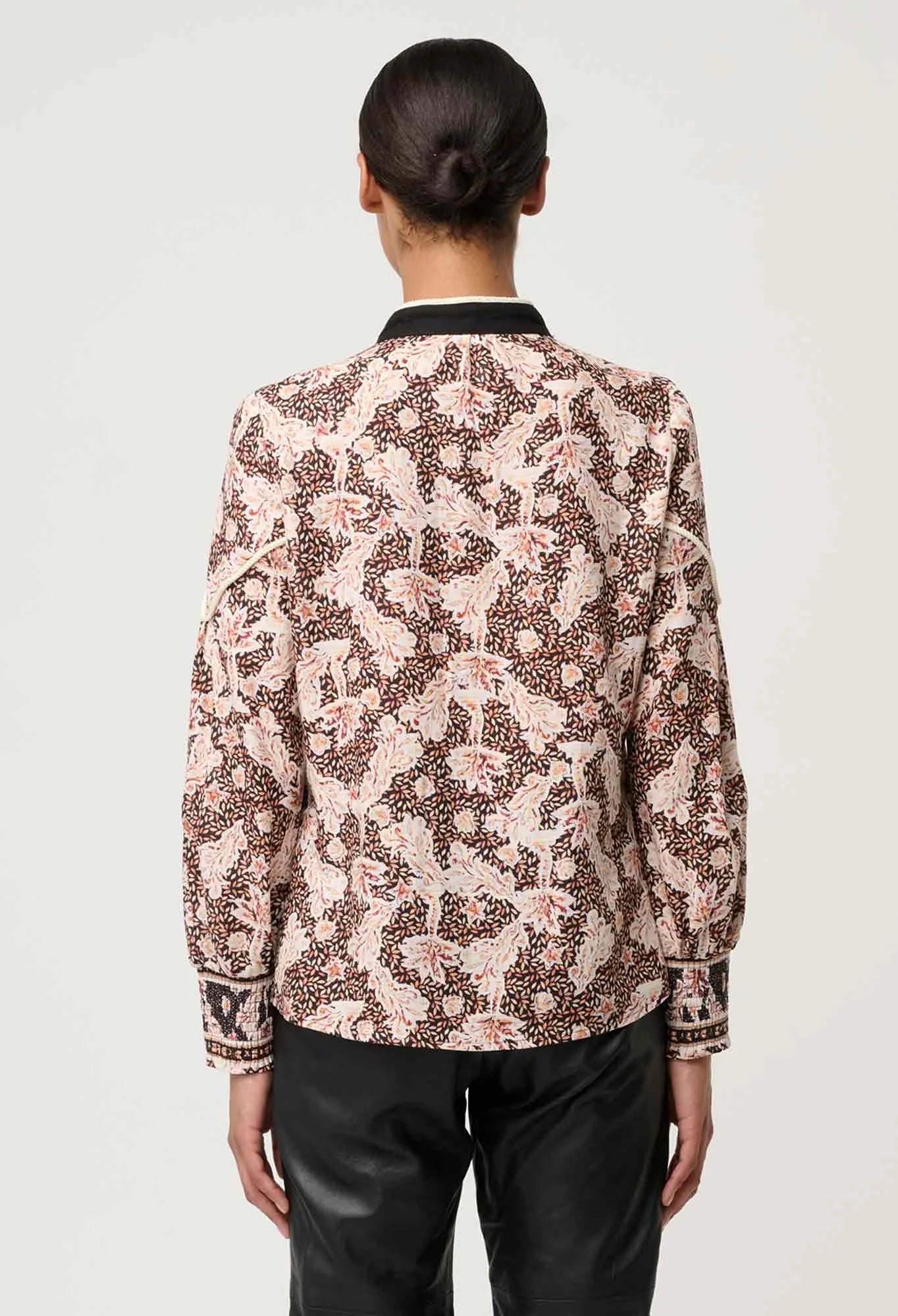 Once Was | Harley Linen Rope Trim Detail Shirt | Russet Palm
