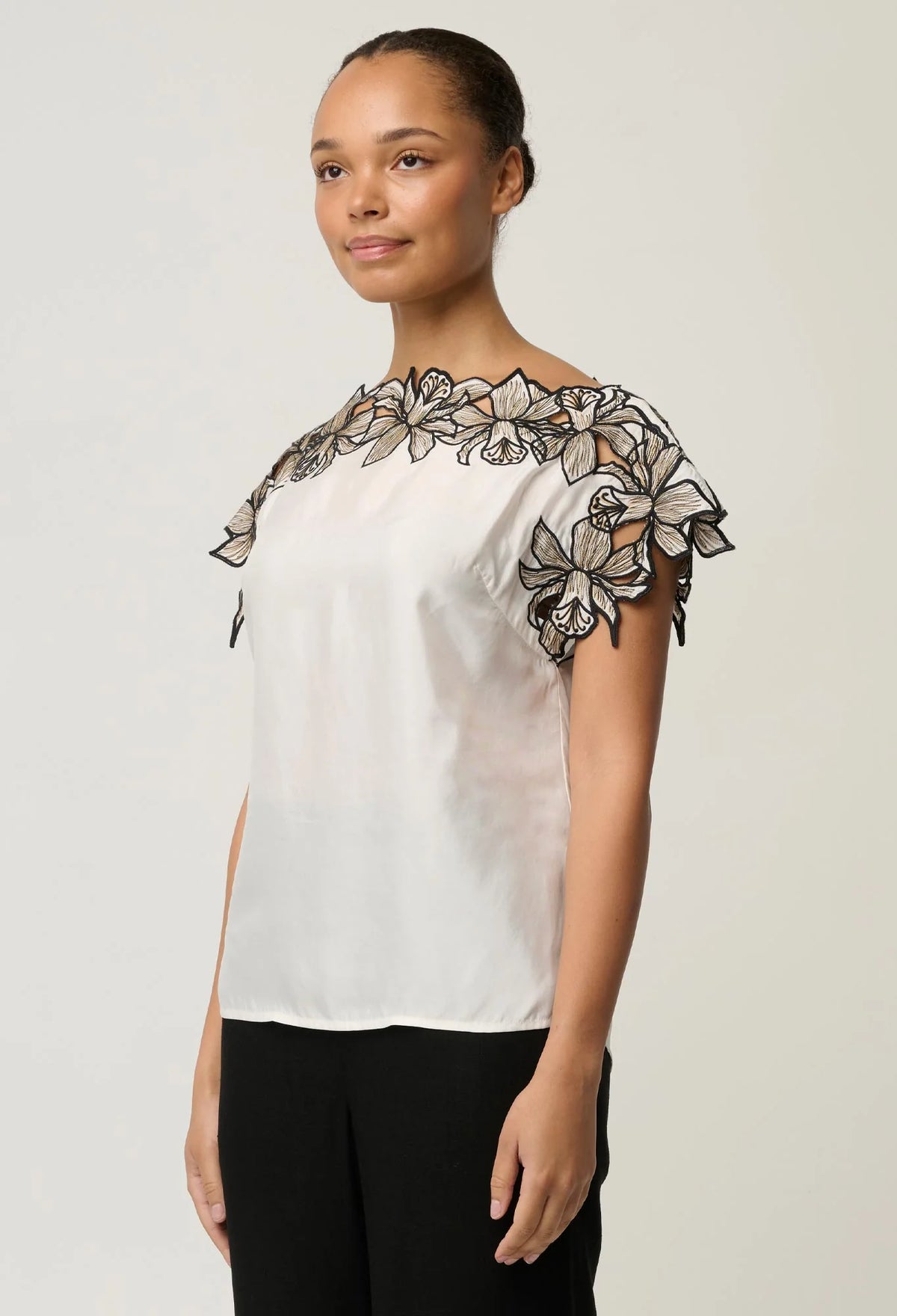 Once Was | Eleanor Cupro Wide Neck Top | Ivory