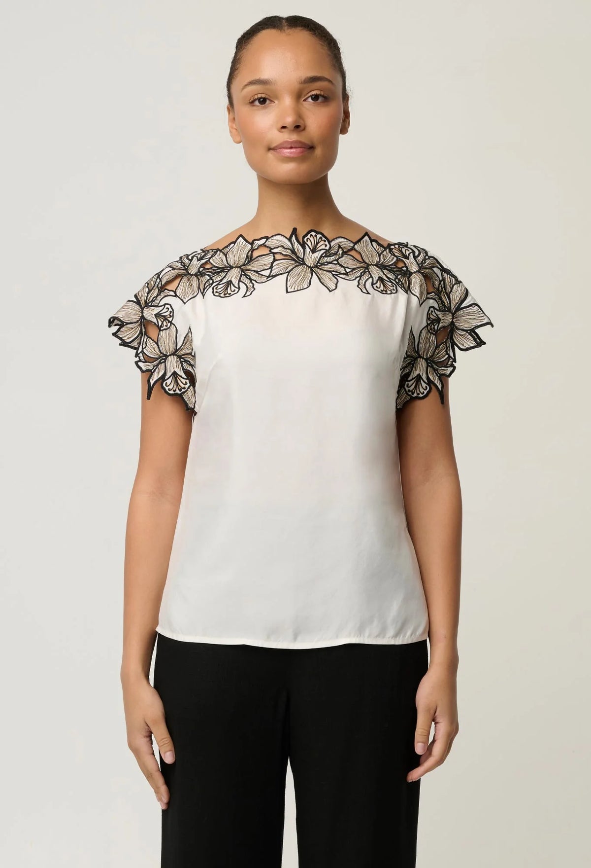 Once Was | Eleanor Cupro Wide Neck Top | Ivory