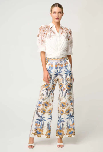 Once Was I Willow Half Elastic Waist Contrast Panel Pant I Golden Medina