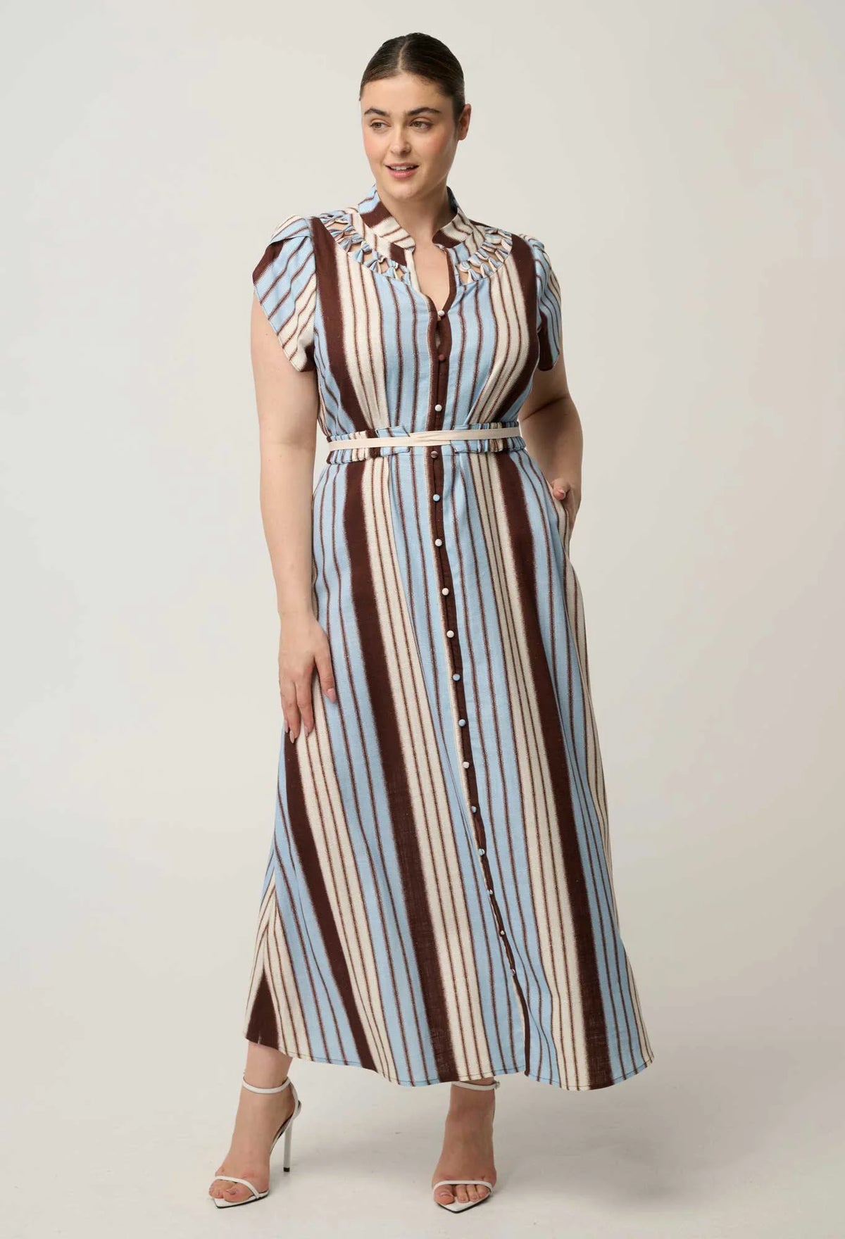 Once Was | Cattleya Smock Detail Dress | Iridescent Stripe
