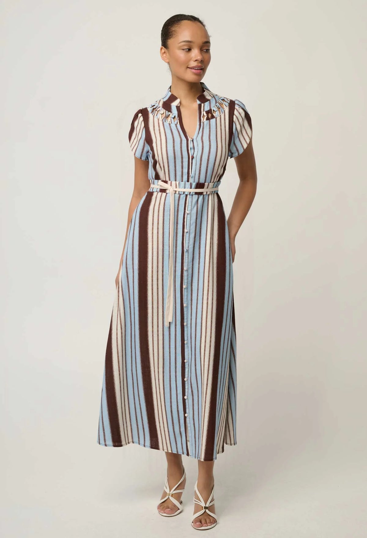 Once Was | Cattleya Smock Detail Dress | Iridescent Stripe