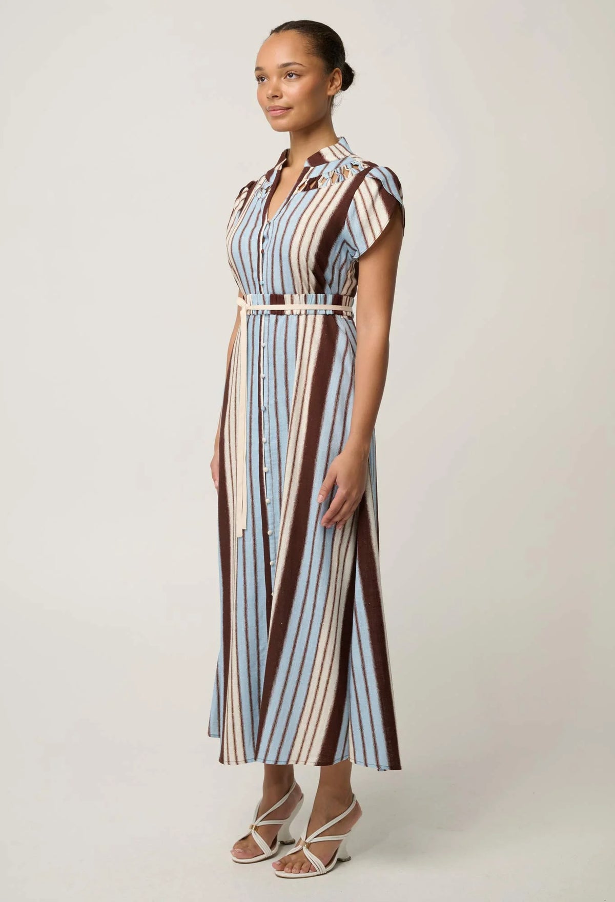 Once Was | Cattleya Smock Detail Dress | Iridescent Stripe