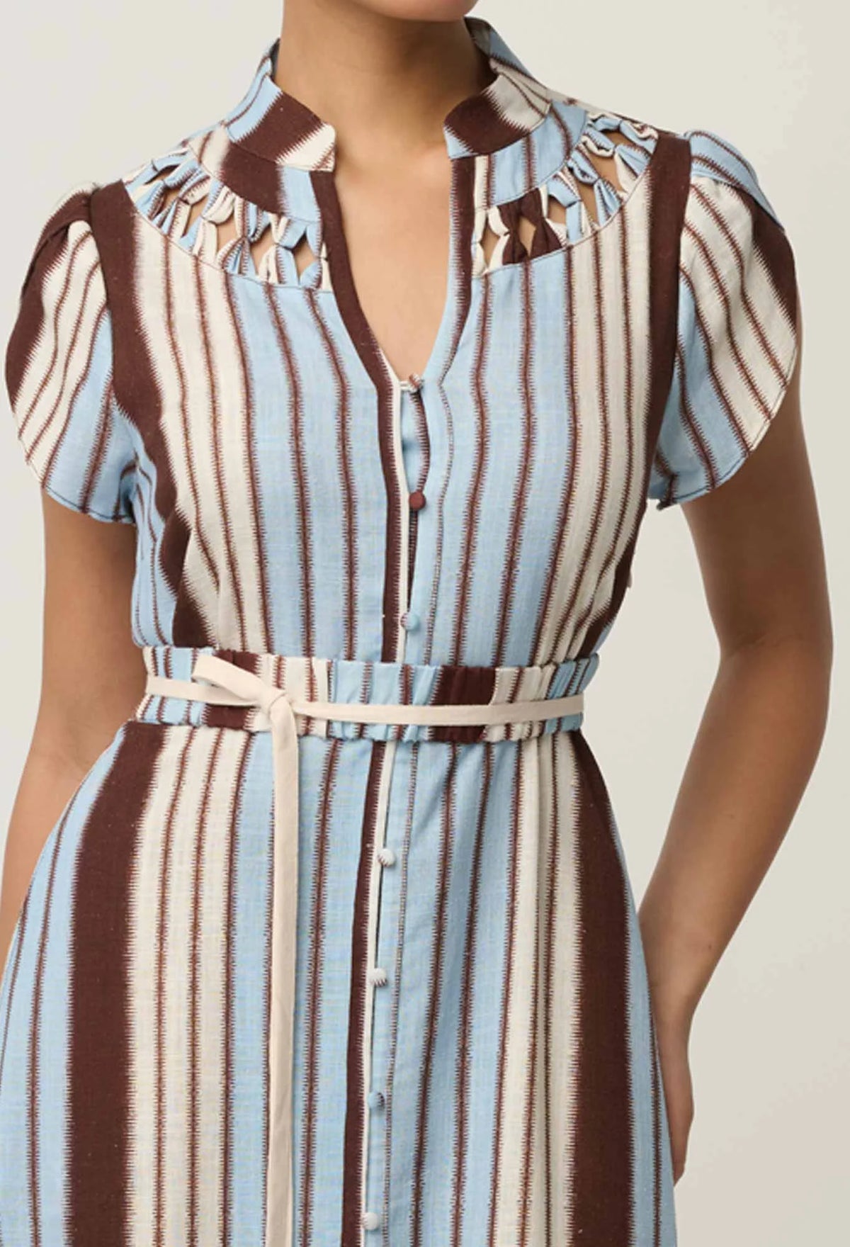 Once Was | Cattleya Smock Detail Dress | Iridescent Stripe