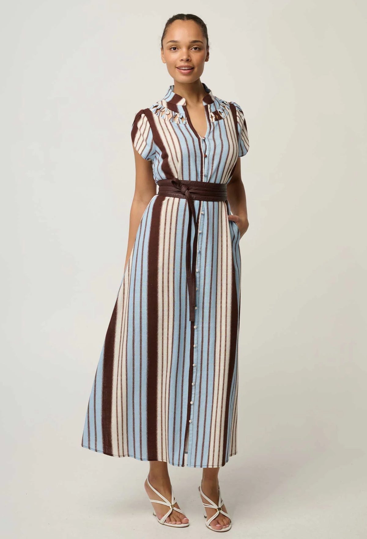 Once Was | Cattleya Smock Detail Dress | Iridescent Stripe