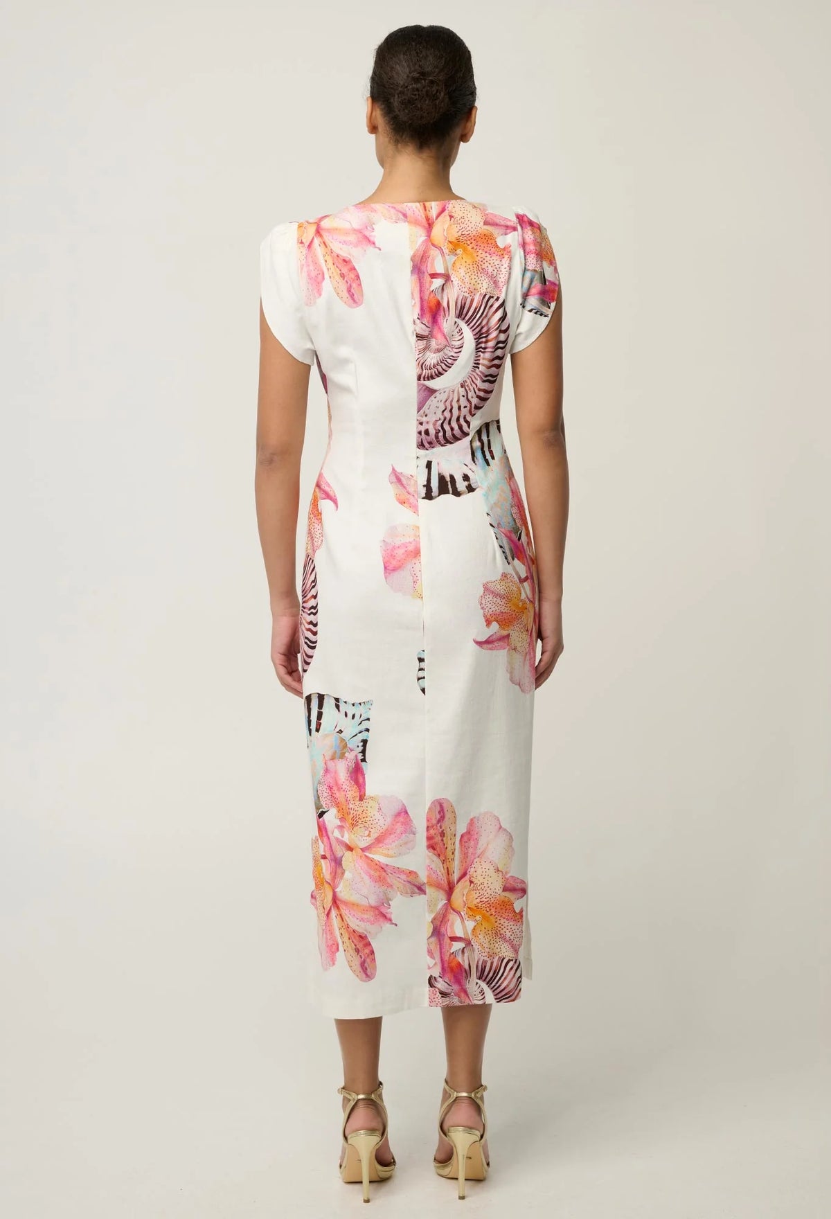 Once Was | Geneva Twist Detail Column Midi Dress | Nautilus Bloom