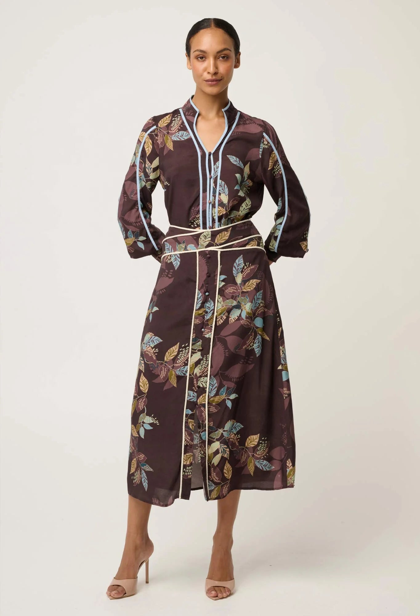 Once Was | Harper Faille Criss Cross Waist Panel Skirt | Ember Vines