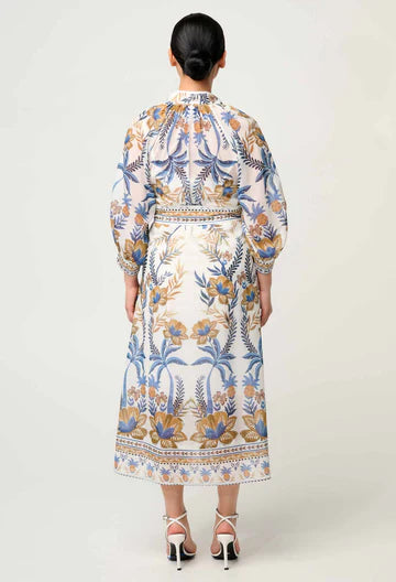 Once Was I Carmen Silk Cotton Placement Print Dress I Golden Medina
