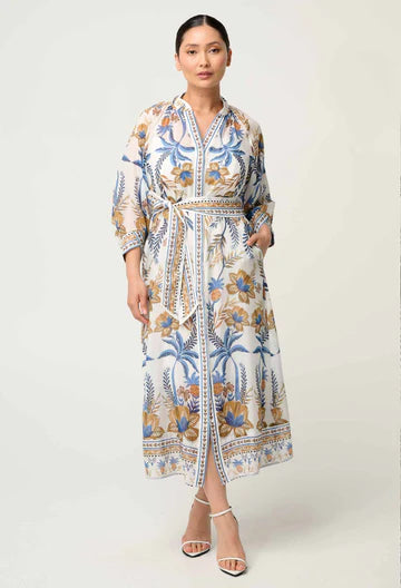 Once Was I Carmen Silk Cotton Placement Print Dress I Golden Medina