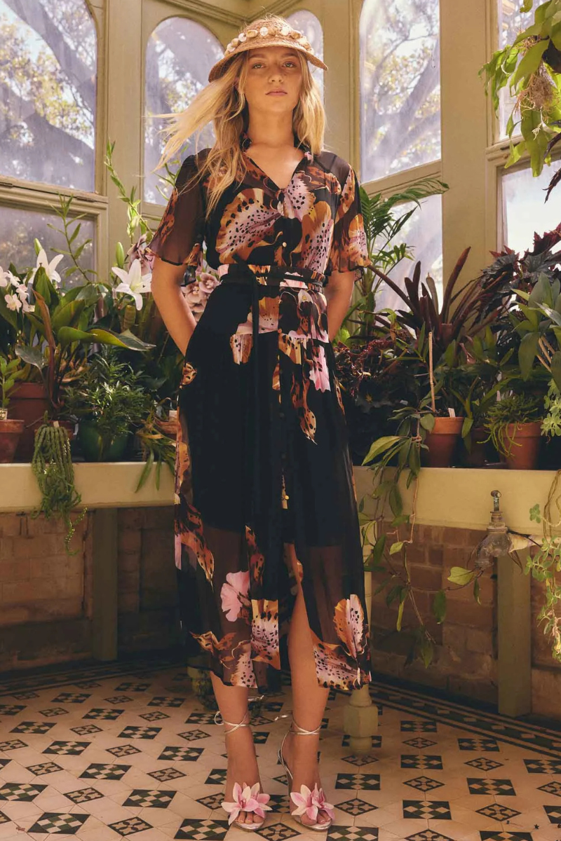 Once Was | Ceres Chiffon Dress | Sunset Orchid
