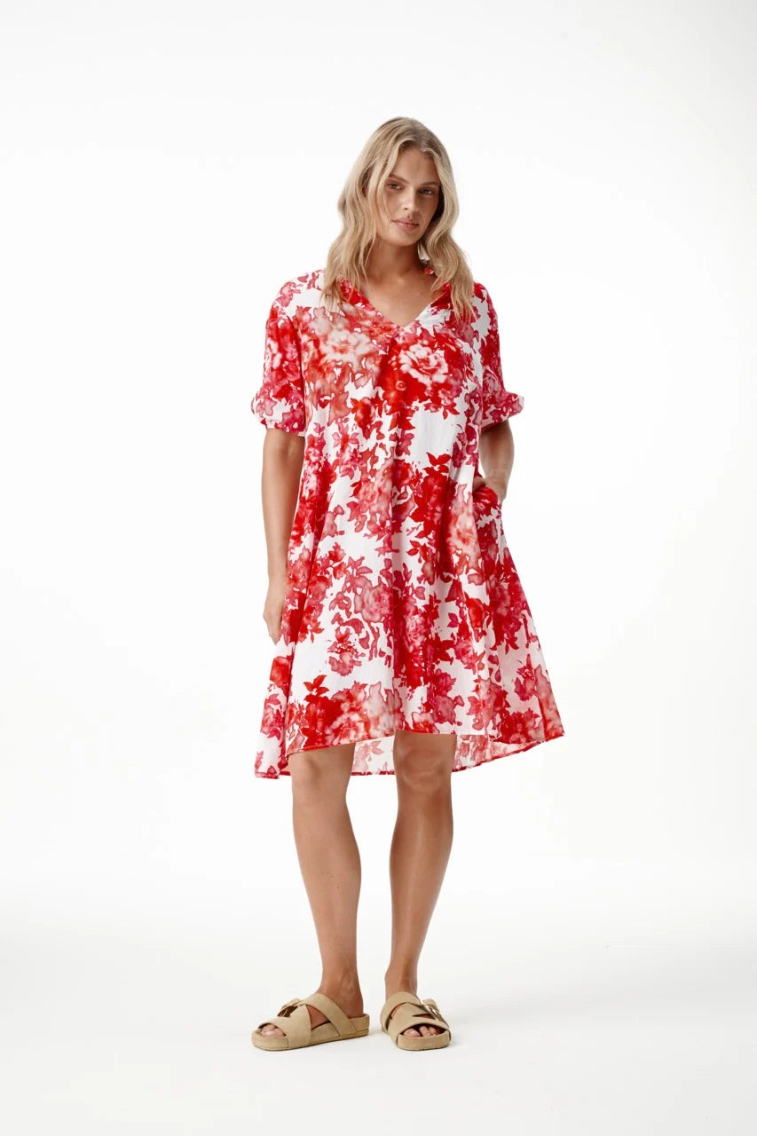 One Season | Middy Grace Cotton Dress | Rose Blanc/White