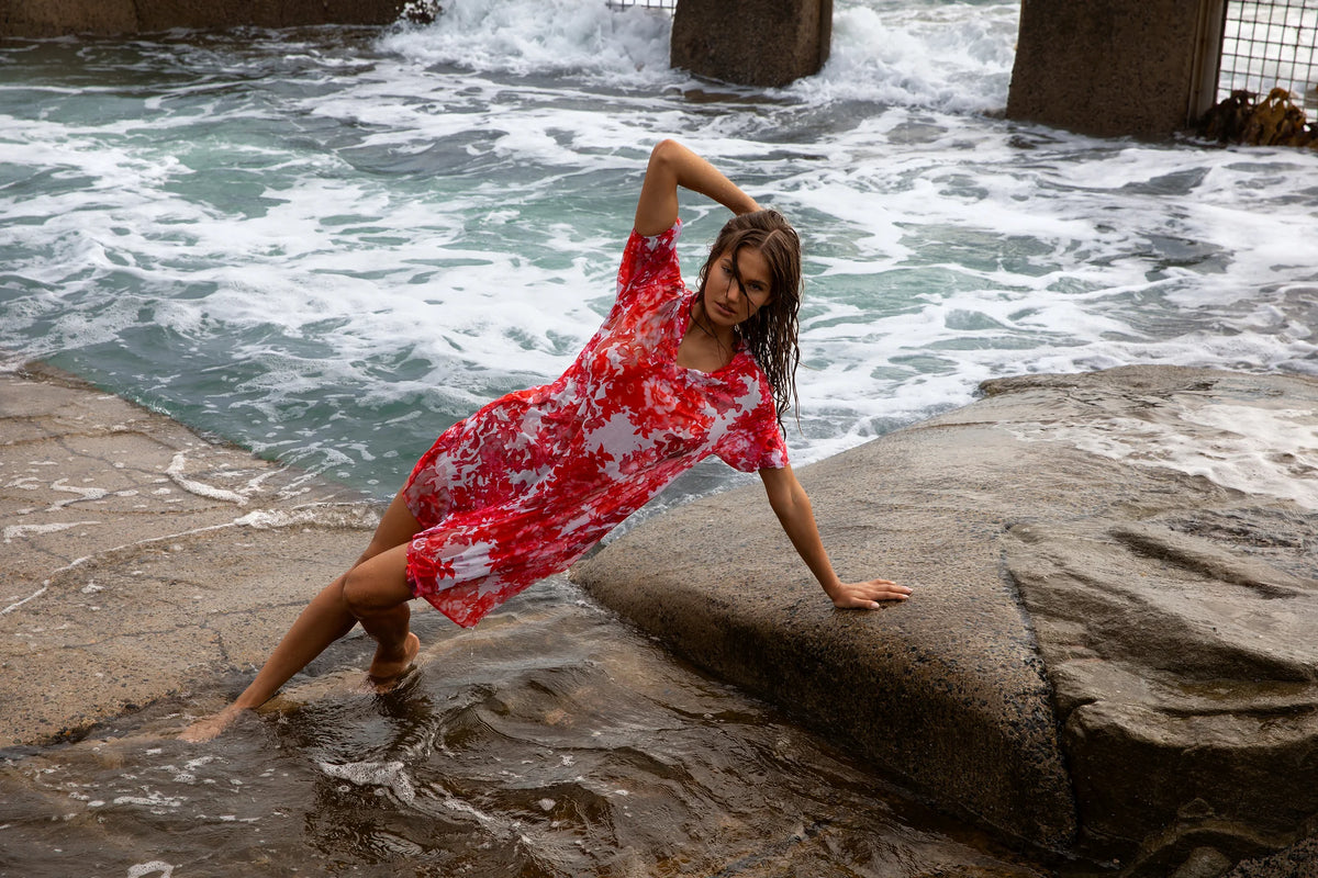 One Season | Middy Grace Cotton Dress | Rose Blanc/White