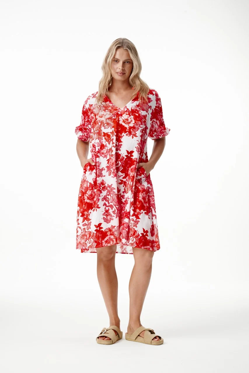 One Season | Middy Grace Cotton Dress | Rose Blanc/White