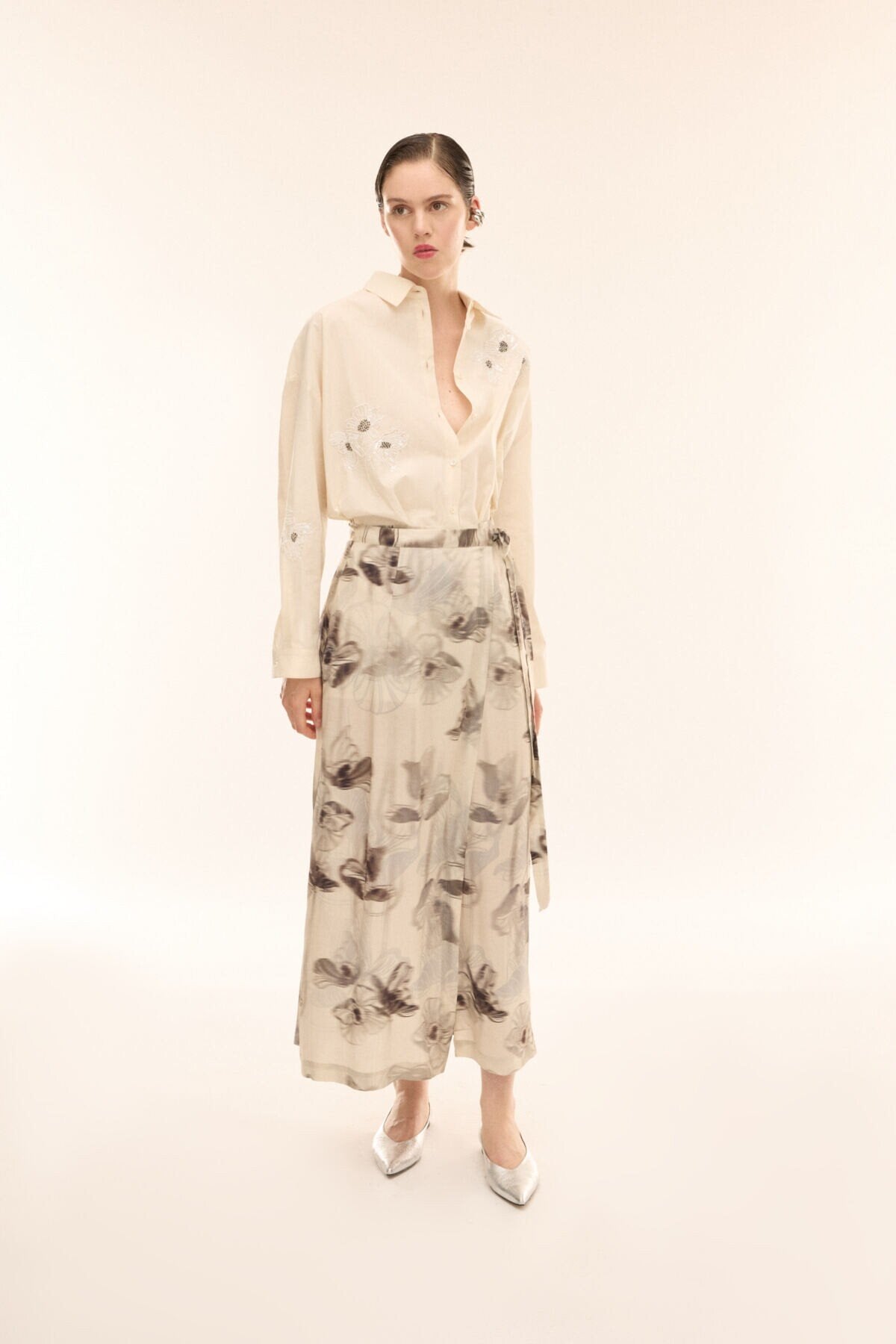 Ottod'Ame | Boyish Embroidered Shirt | Latte