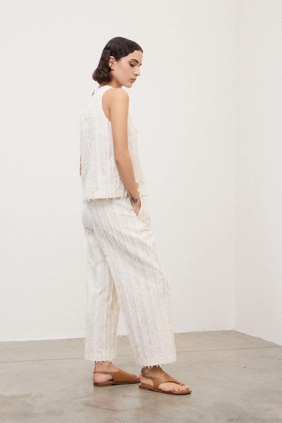 Ottod'Ame | Textured Palazzo Pants | Latte